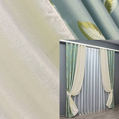 Уцінка! Комбіновані (2шт 1,5х2,7м) штори з тканини софт. Колір блакитний з молочним. Код 014дк (259-729ш) 19-021