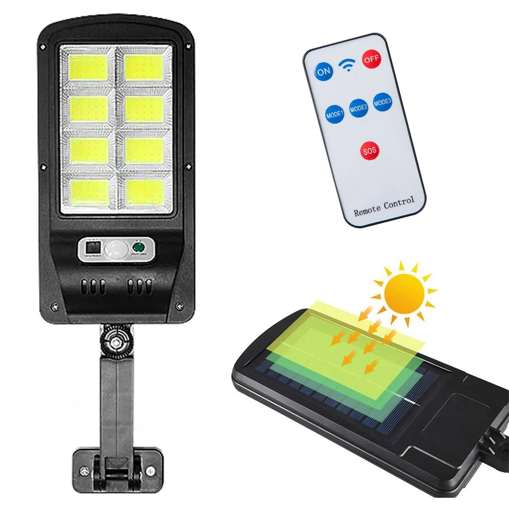 Ліхтар вуличний на сонячній батареї, EL-2046-8 з пультом / Прожектор LED на вулицю / Світлодіодний світильник, фото 1