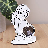 Дерев'яна фоторамка "Вагітна дівчина" білого кольору 17х18 см (1 шт.)