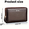Стильний чоловічий місткий клатч з PU шкіри. Чоловічий гаманець портмоне зі штучної шкіри Чорний, фото 4