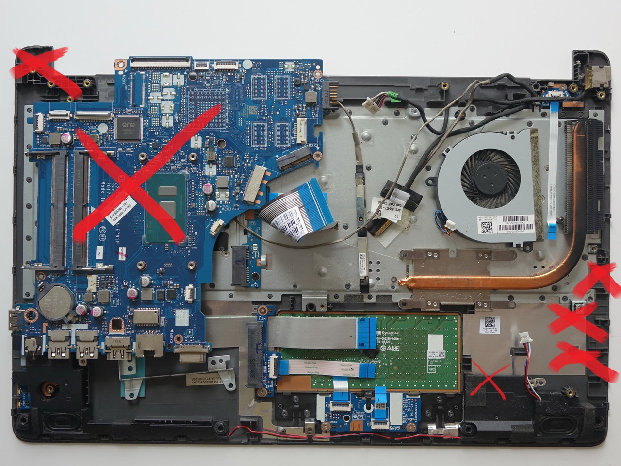 РОЗБИРАННЯ HP 250 G6 (Материнська плата Корпус Топкейс Клавіатура Тачпад Динаміки Wi-Fi Кулер LSD USB)