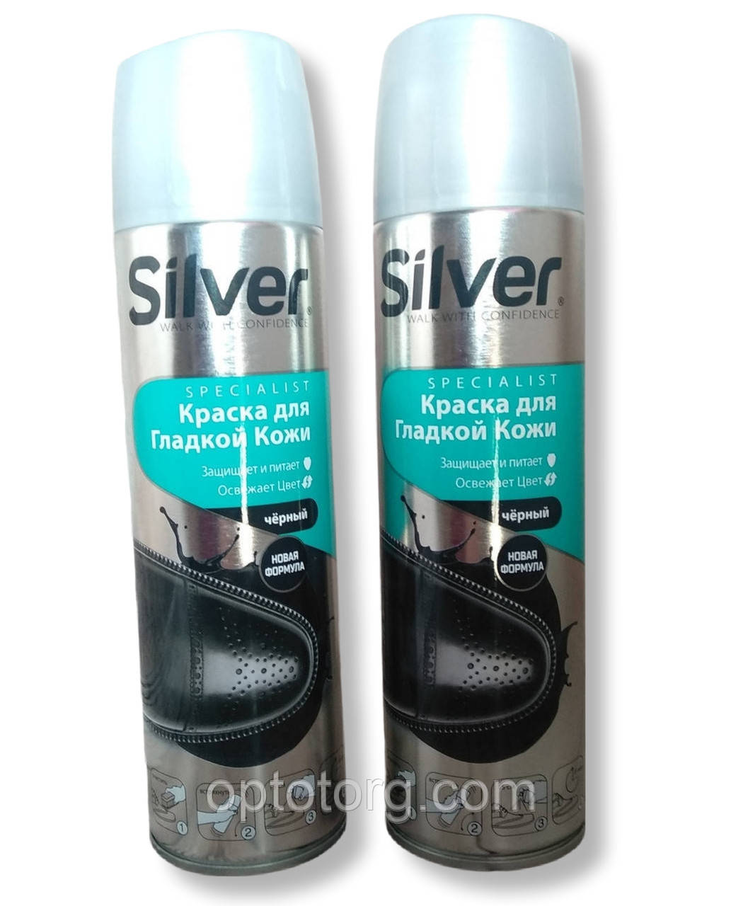 Сільвер Silver спрей-фарба відновлювач для гладкої шкіри 250 мл чорний, фото 1