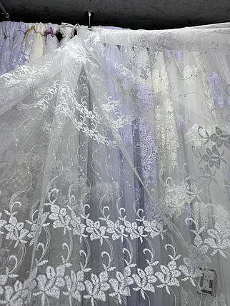 Тюль фатинова корд заввишки 2,8 м. білий холодний, фото 1