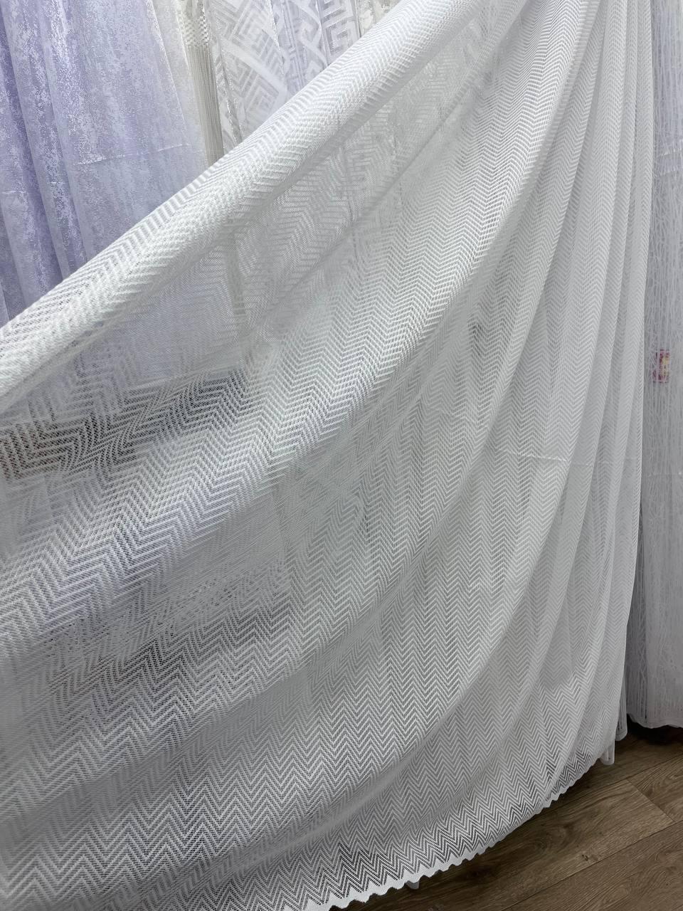 Тюль жакардд ялинка на метраж 2,8 м різні кольори - білий.