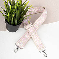 Ремінь для сумки текстильний 38 мм 1212 silver бежево-рожевий