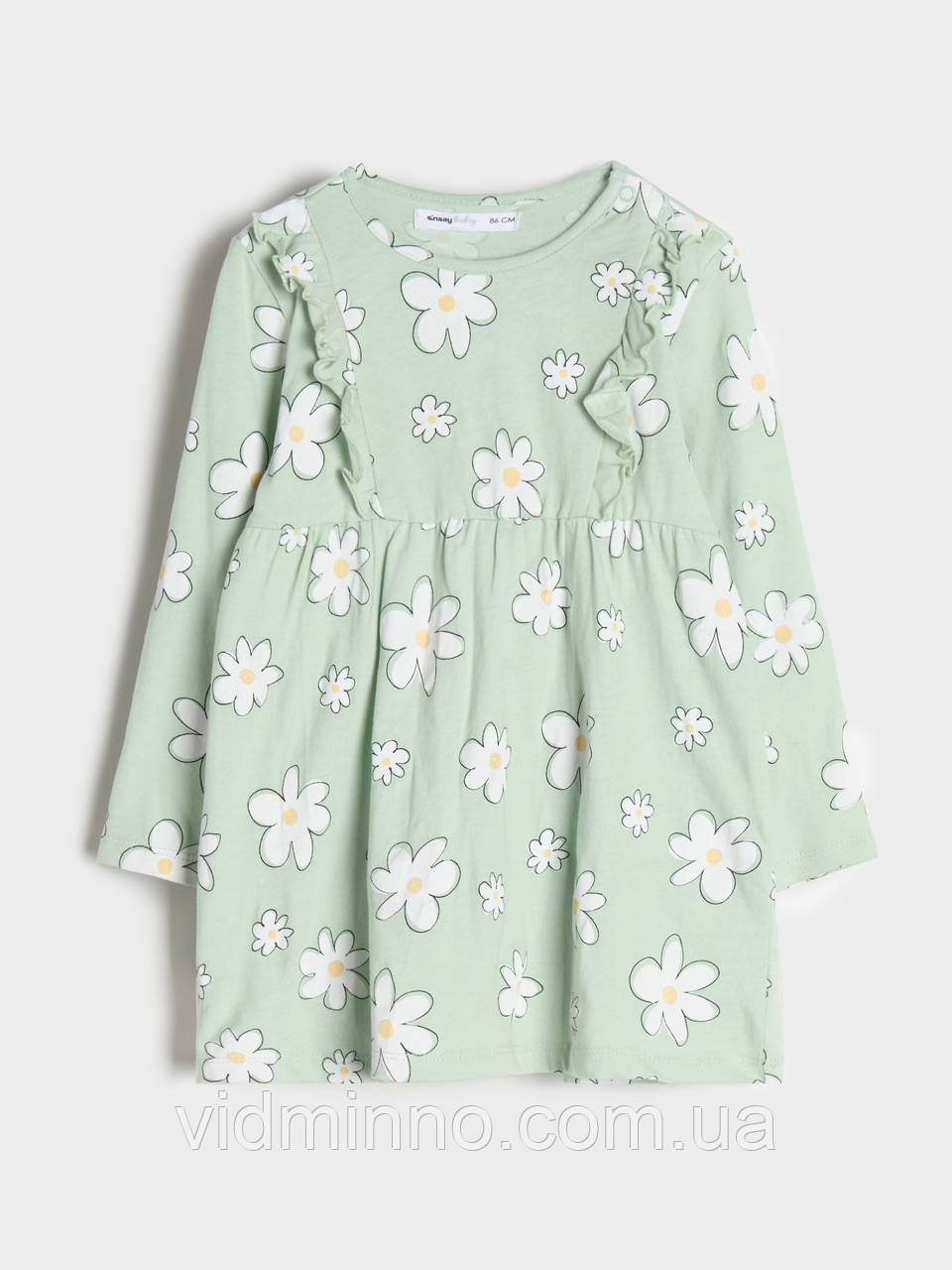 Сукня плаття з оборкою (довгий рукав) Sinsay на дівчинку р.86, 12-18 місяців, квіти, фото 1