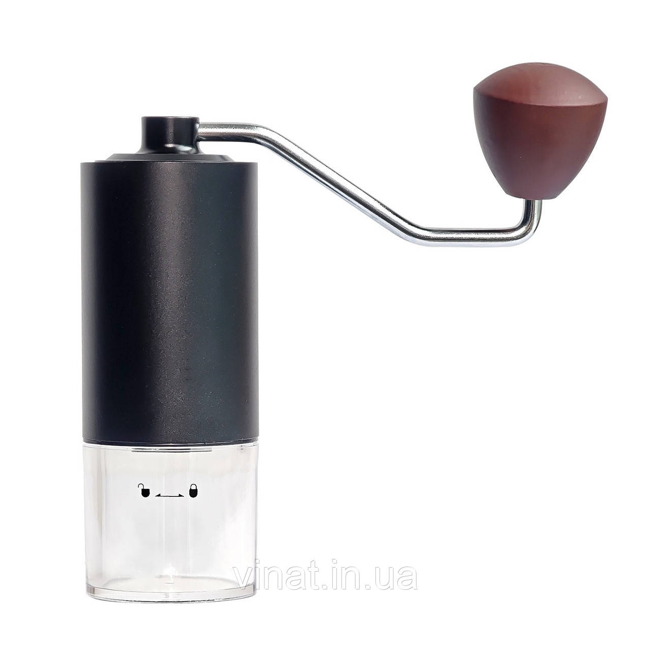 Ручна кавомолка з прозорим контейнером Чорна, фото 1