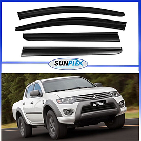 Дефлектори вікон, вітровики на Mitsubishi L 200 2015-2019 Triton (скотч) Sunplex
