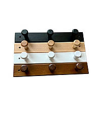 Дерев'яна настінна вішалка на 3 гачки