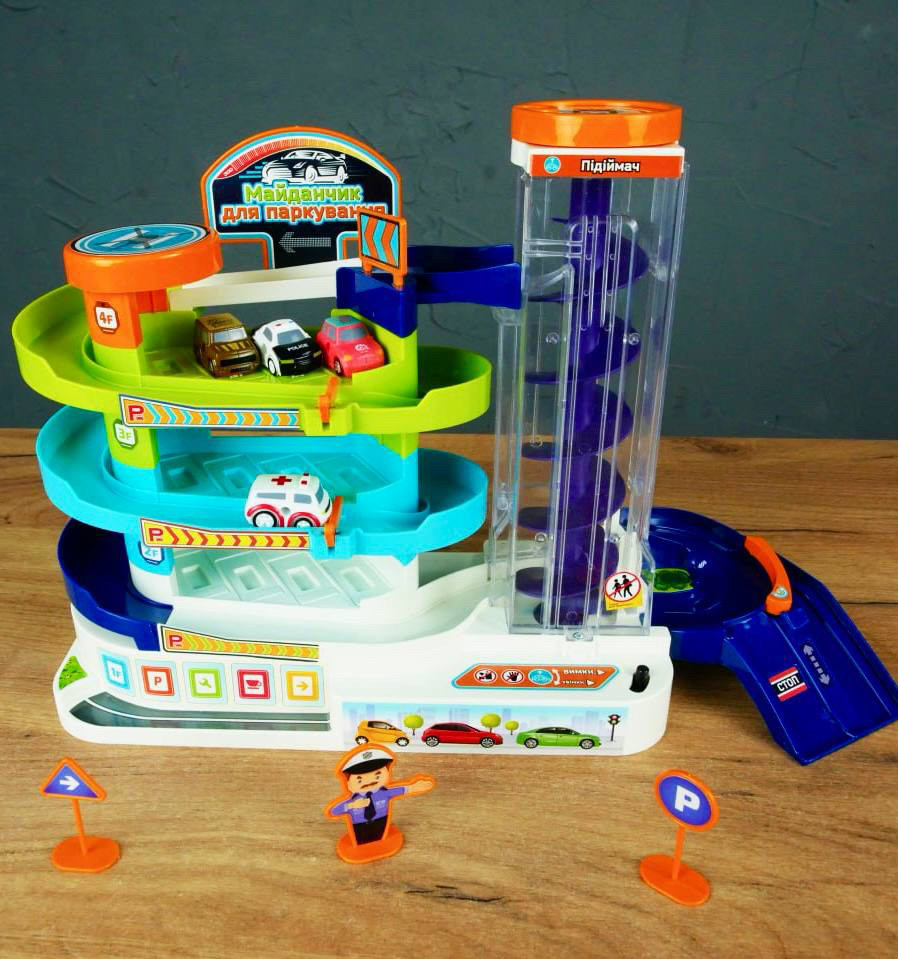 Інтерактивний автотрек WToys 92629 Українська озвуча, підіймач, машинки, фото 1