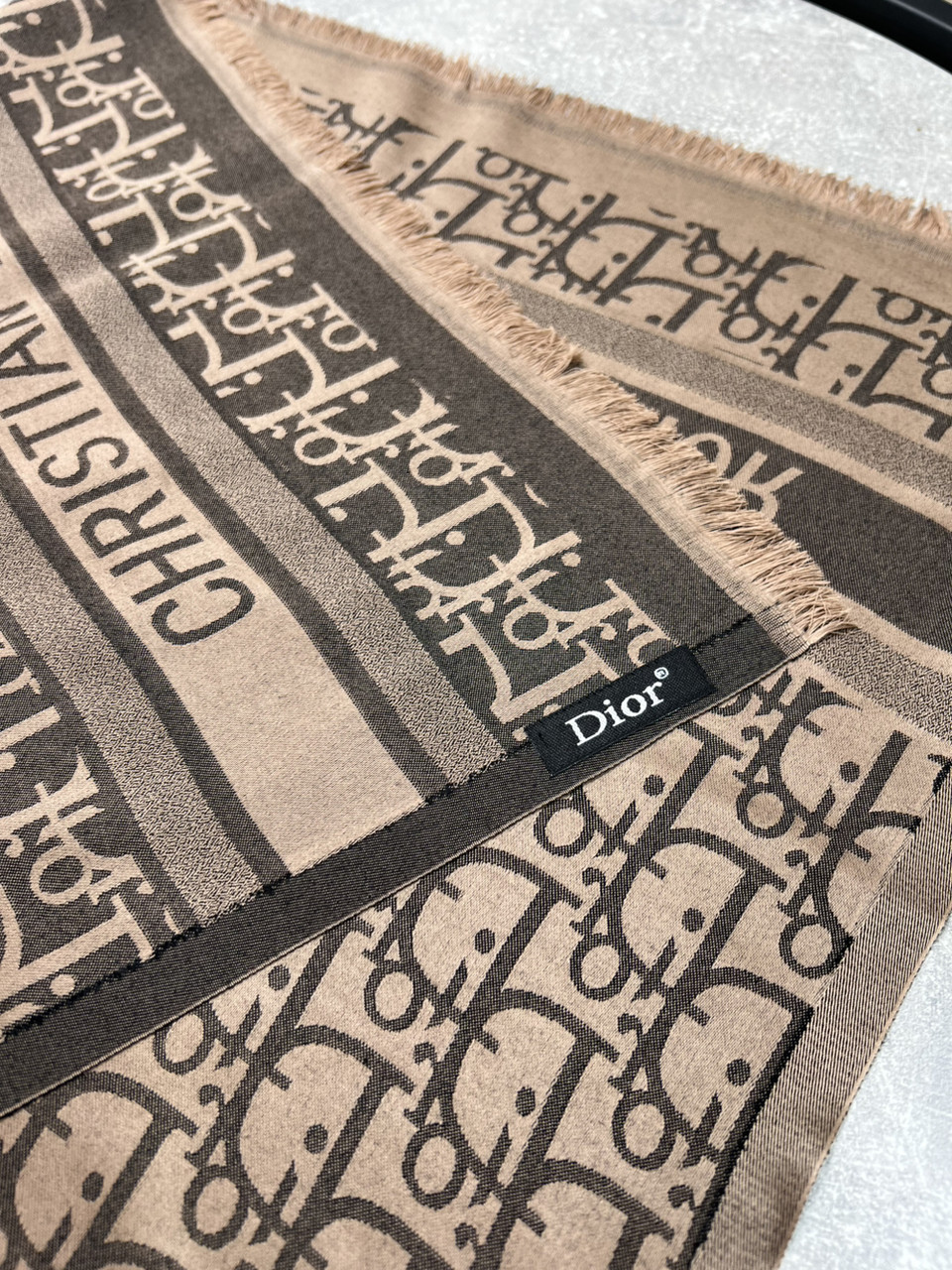 Шарф палантин dior коричневий двосторонній, фото 1