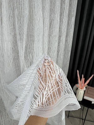 Жакардовий тюль з візерунком "кора" жак24 білий