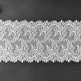 Ажурне французьке мереживо шантильї (з війками) білого кольору, шириною 24 см, довжина купона 3,0 м., фото 4