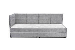 Односпальне кутове ліжко Камелот сіре з шухлядами