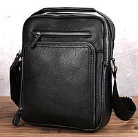Шкіряна чоловіча сумка-барсетка через плече чорна Tiding Bag A25-1278C