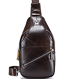 Сумка-слінг чоловіча шкіряна коричнева Tiding Bag - MK03983, фото 3