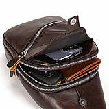 Сумка-слінг чоловіча шкіряна коричнева Tiding Bag - MK03983, фото 7