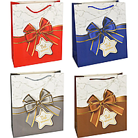 Подарунковий пакет "Best wishes" асорті M (25х32х11 см) 12 шт.