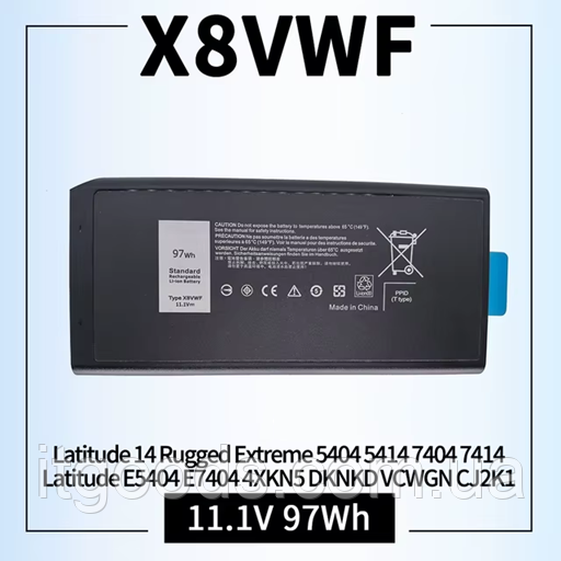 Акумуляторна батарея X8VWF, DKNKD, XN4KN 11.1V 97Wh для Dell Latitude 14 5404, E5404, 7404, E7404, E5404