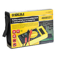 Набір мультиметр цифровий + плоскогубці і викрутки (кейс) SIGMA (4008531)