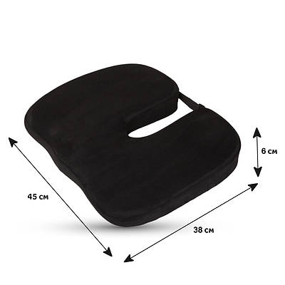 Ортопедична подушка для сидіння Model-1, Correct Shape®. Подушка від геморою, подагри, простатиту чорний