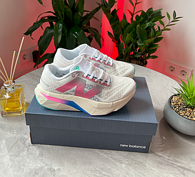 Кросівки жіночі  New Balance Elite V4 White Pink Взуття Нью Беланс білі з рожевим легкі текстиль літо