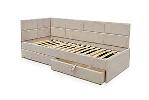 Односпальне кутове ліжко Камелот бежеве з шухлядами