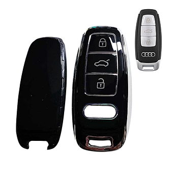 Чохол для ключа Audi, чорний зі срібною рамкою