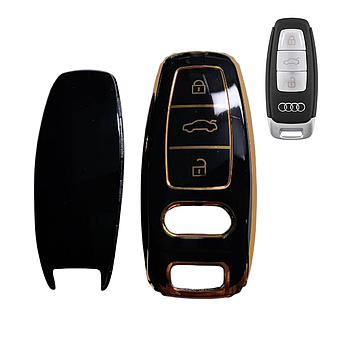 Чохол для ключа Audi, чорний зі срібною рамкою