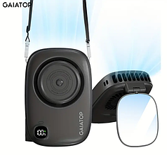 Нашийний акумуляторний вентилятор з дзеркалом та індикатором заряду Gaiatop HF-04, 3 швидкості, чорний