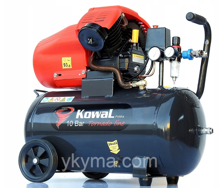 Компресор повітряний 50л масляний Kowal Polska  10 бар / 540 л/хв / 3кВт чавунний циліндр, фото 1