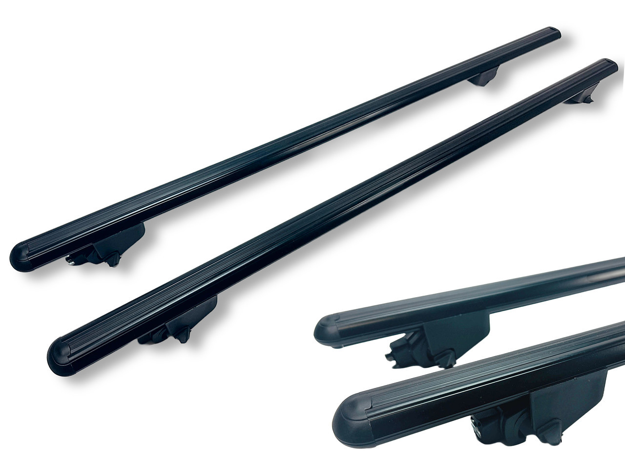 Поперечки (багажник) на інтегровані рейлінги RENAULT CLIO GRANDTOUR IV 2012+ чорні 120 см (Kanca), фото 1