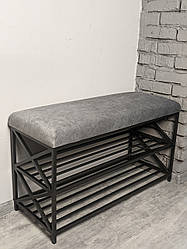 Банкетка, поличка для взуття, підставка для взуття з м'ягким сидінням Лофт ХП 80 см