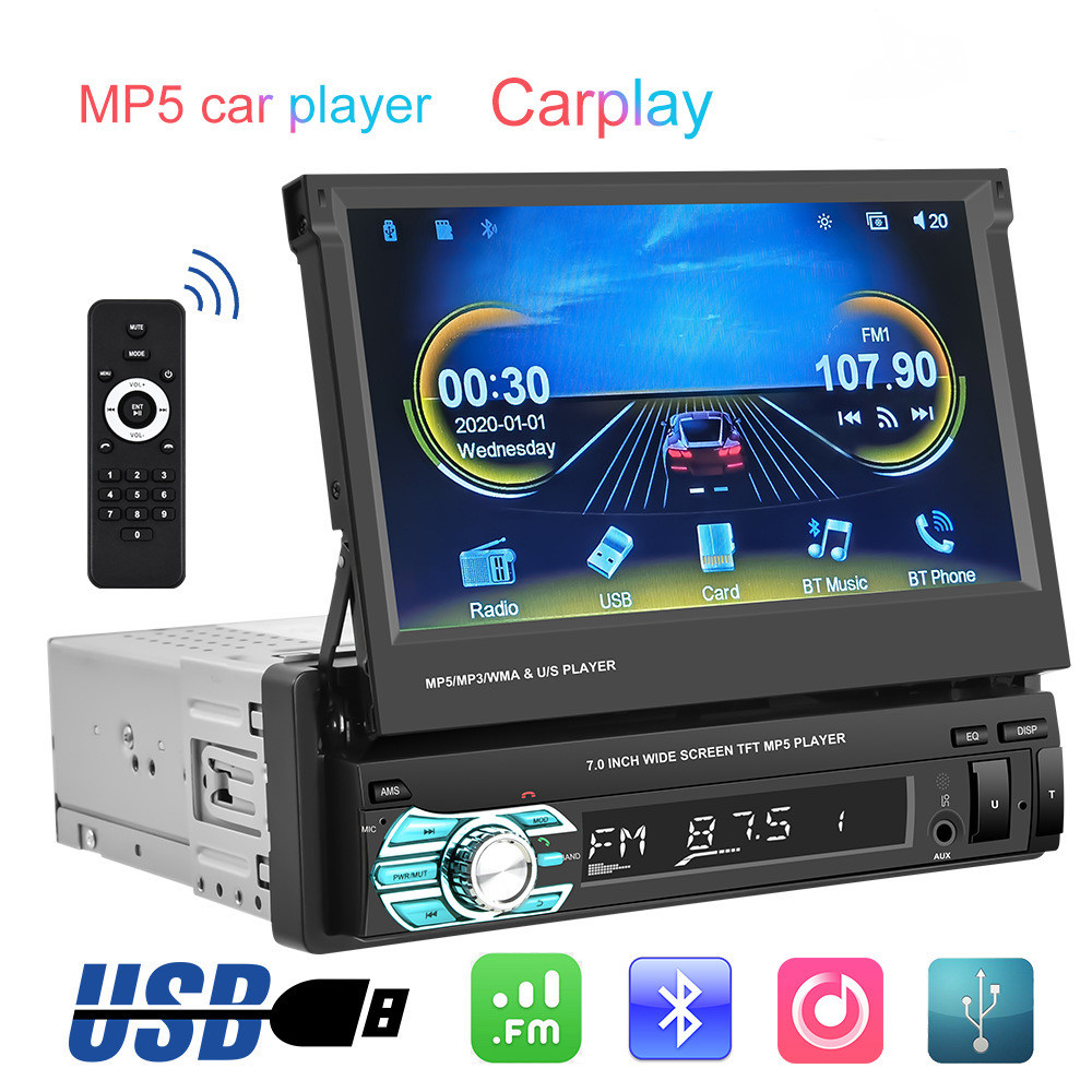 Автомагнітола Магнітола автомобільна 1DIN 9706 Android з виїзним екраном Bluetooth WiFi GPS Car Play