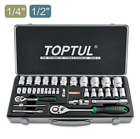 Набір головок із тріскачкою TOPTUL 1/4" 1/2" 34ед. GCAD3401