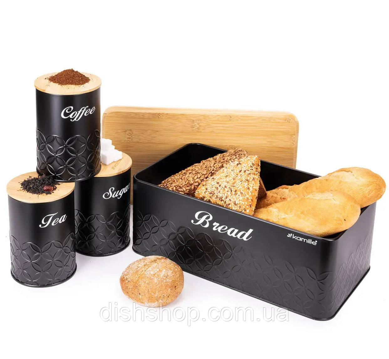 Хлібниця Kamille  33х18х13см з ємностями для зберігання 3шт, фото 1