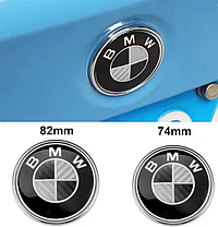 Комплект емблем карбон BMW БМВ 82 мм E53 E60 E36 E34 E90 E70 на капот та багажник - комплект 2 штуки, фото 5