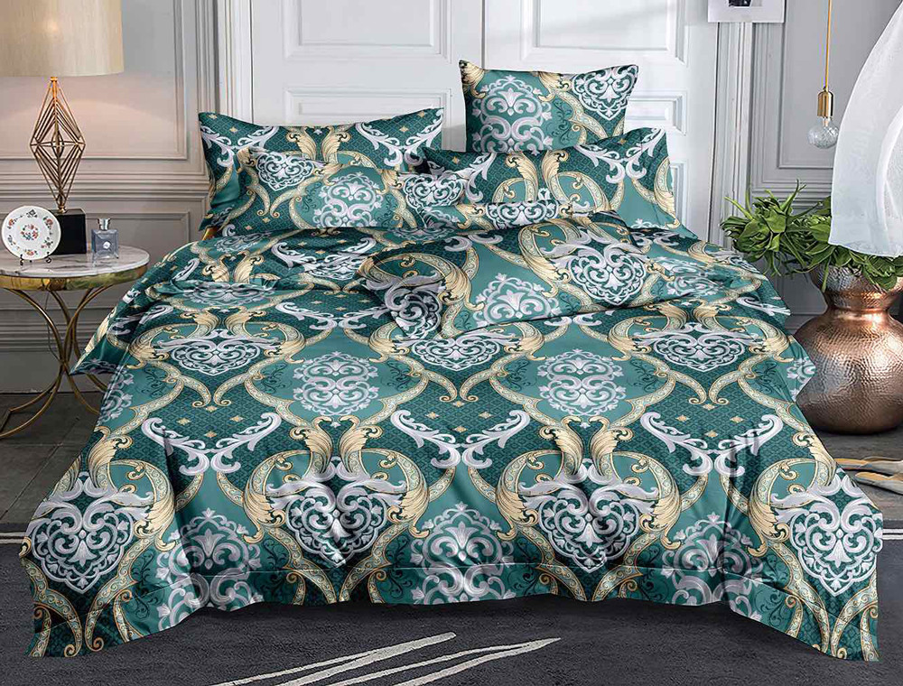 Постільна штучна тканина 220 см Поліестер 75 з абстрактним принтом зеленого кольору, у рулоні 60 м