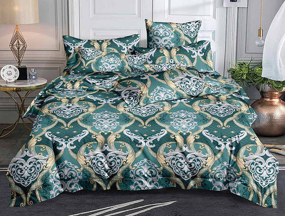 Постільна штучна тканина 220 см Поліестер 75 з абстрактним принтом зеленого кольору, у рулоні 60 м, фото 1