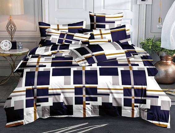 Синтетична біла тканина 220 см для постільної білизни Поліестер 75 з геометричним принтом, рулон 60 м, фото 1