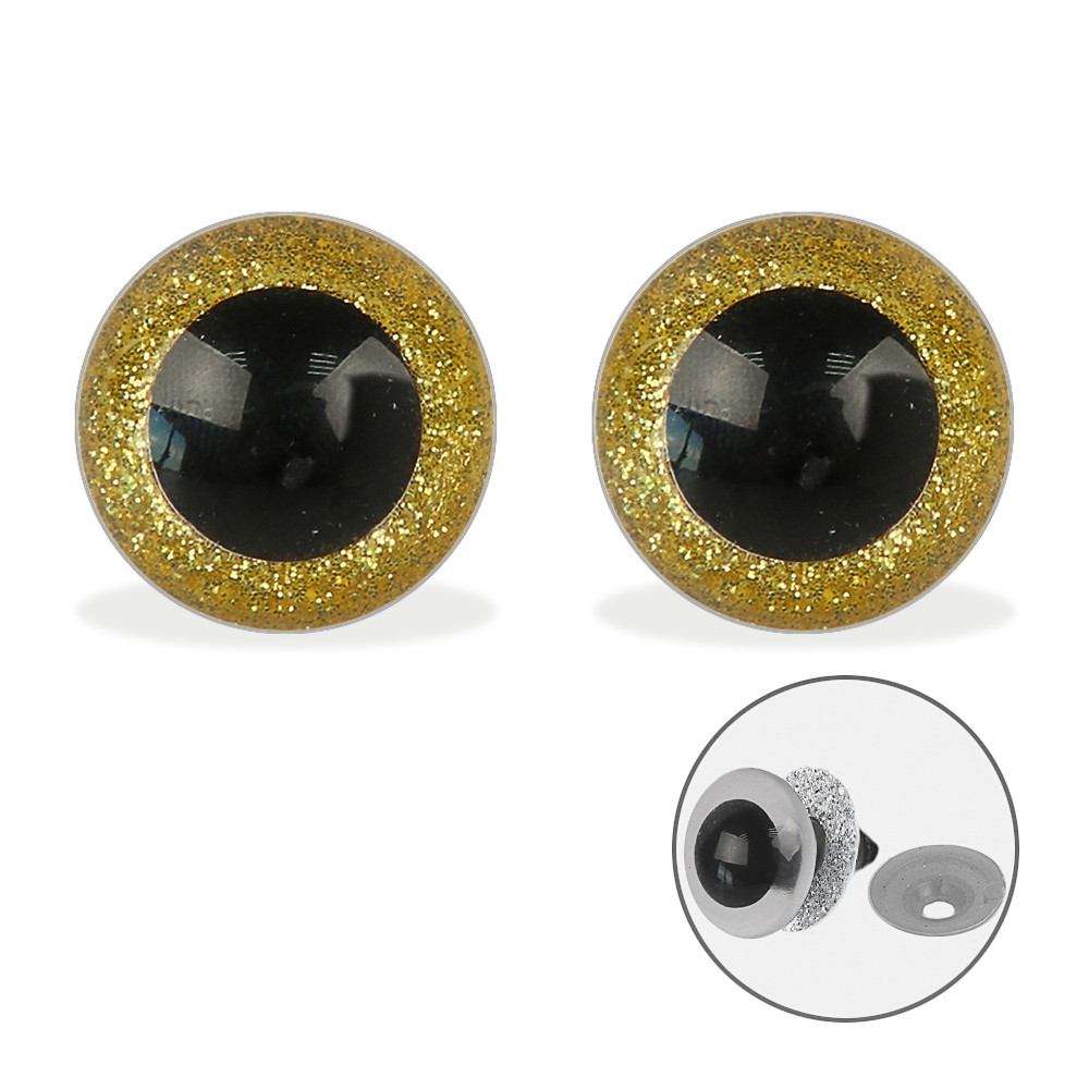 Очі з заглушками і райдужною оболонкою, 10 мм, жовті, пара, фото 1