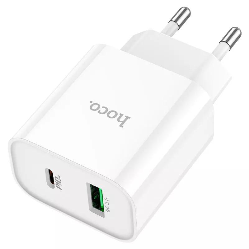 Зарядний пристрій HOCO C80A Plus PD 20W QC3.0 (1USB, 1Type-C, 3.1 A) White