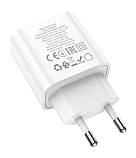 Зарядний пристрій HOCO C80A Plus PD 20W QC3.0 (1USB, 1Type-C, 3.1 A) White, фото 3