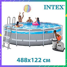 Басейн каркасний Intex 26730 Prism Frame 488х122 см з картриджним фільтром круглий для всієї родини дачі, фото 2