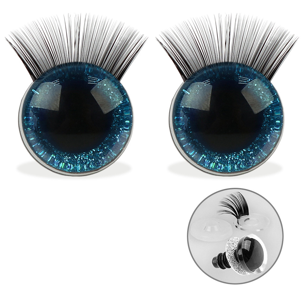 Очі з віями та райдужною оболонкою, 18 мм, сині, пара, фото 1