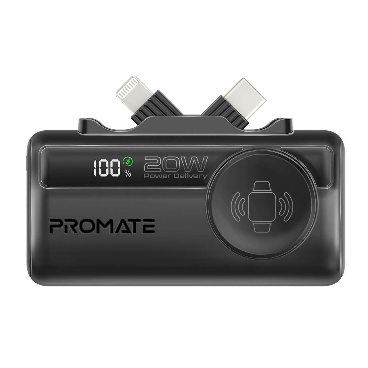 УМБ Promate PowerUp-Trio 5000 mAh, USB-C порт, USB-C/Lightning штекери,Apple Watch Charger Вlack (powerup-trio.black)