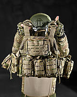 Плитоноска мультикам asdag без плит 2 точки скидання, Тактична плитоноска система молле та підсумками