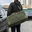 Велика дорожня спортивна сумка зелена тканинна для поїздок та тренувань на 60 літрів Fat Green міцна, фото 6