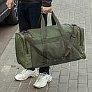 Велика дорожня спортивна сумка зелена тканинна для поїздок та тренувань на 60 літрів Fat Green міцна, фото 2