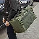 Велика дорожня спортивна сумка зелена тканинна для поїздок та тренувань на 60 літрів Fat Green міцна, фото 7